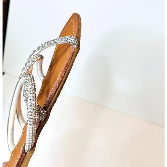 Charlotte Russe Rhinestone Criss Cross Slide Sandals Silver 6 - Picture 10 of 13